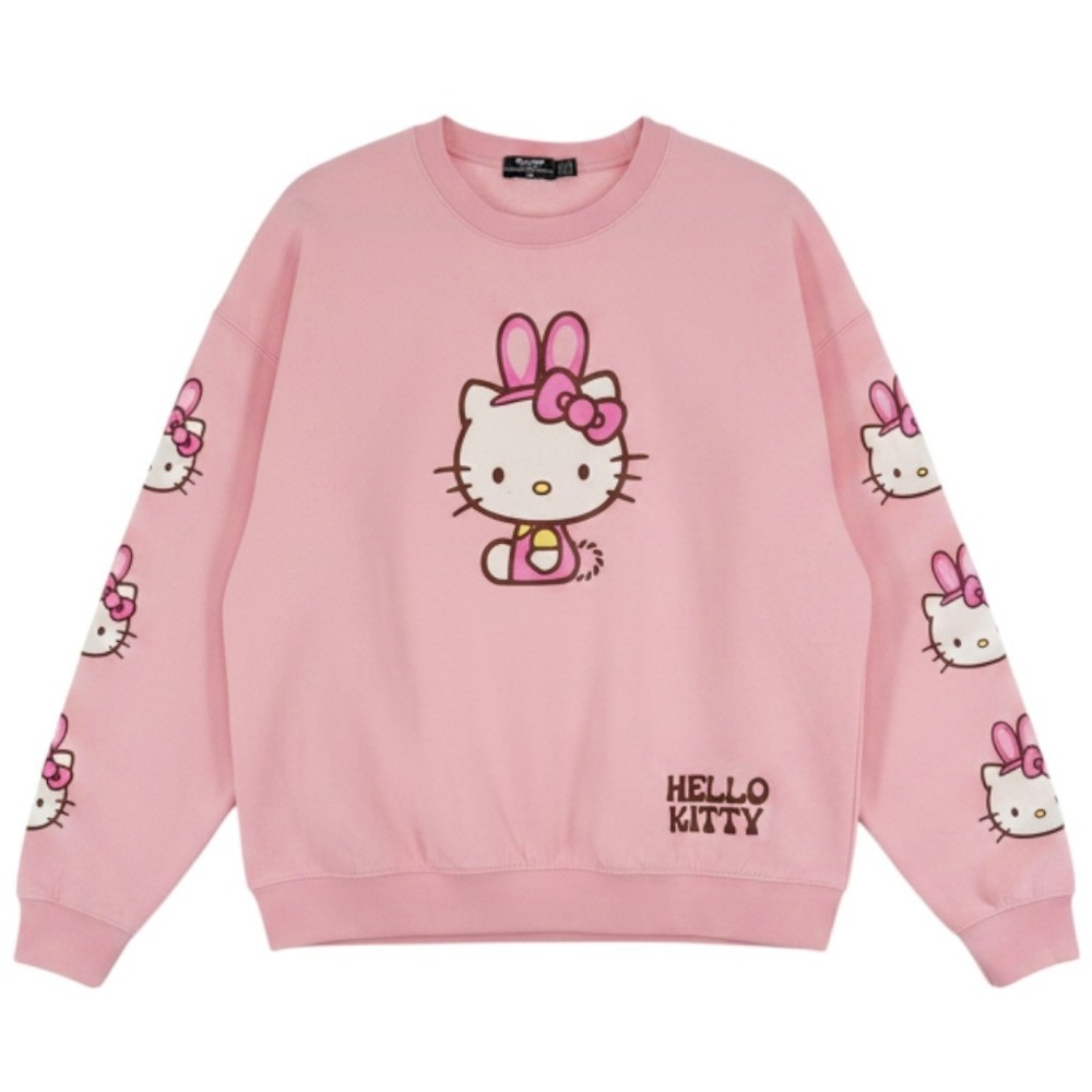 Sanrio Hello Kitty Pullover Sweatshirt Women Size 10 Pink Cotton Bunny Graphic